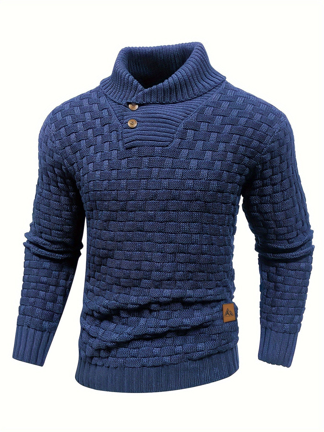 Bequemer Herren Strickpullover mit Waffelstruktur & modischem Schalkragen.