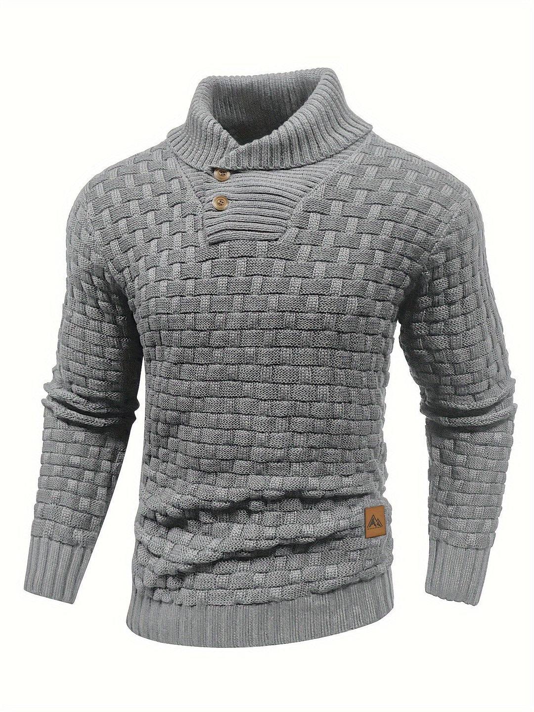 Eleganter Herren Pullover: Waffelstruktur, Schalkragen, Strick – ideal für den Alltag.