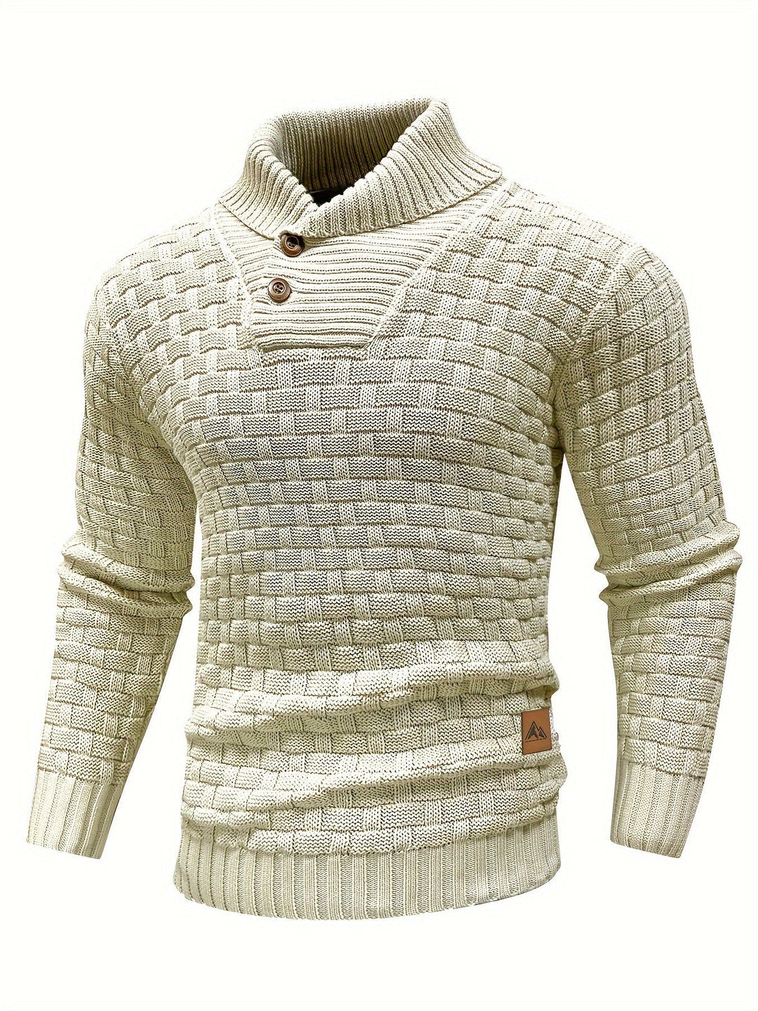 Lässiger Herren Pullover mit Waffelstruktur & Schalkragen für entspannte Winterlooks.