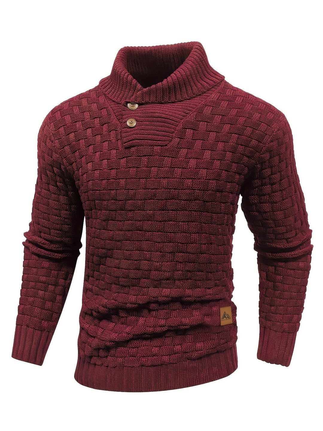 Komfortabler Herren Pullover mit Waffelstruktur, Schalkragen & weichem Strickmaterial.