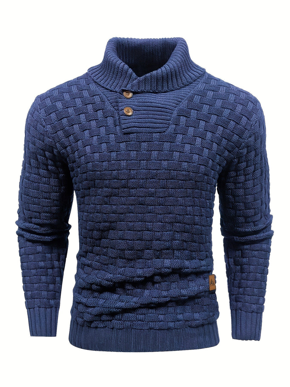 Lässiger Herren Strickpullover mit Schalkragen, Waffelstruktur & bequemem Sitz.