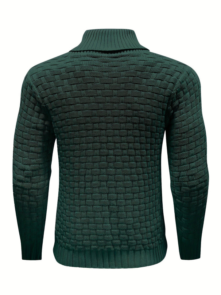 Eleganter Herren Pullover mit Waffelstruktur, Schalkragen – für einen gepflegten Look.