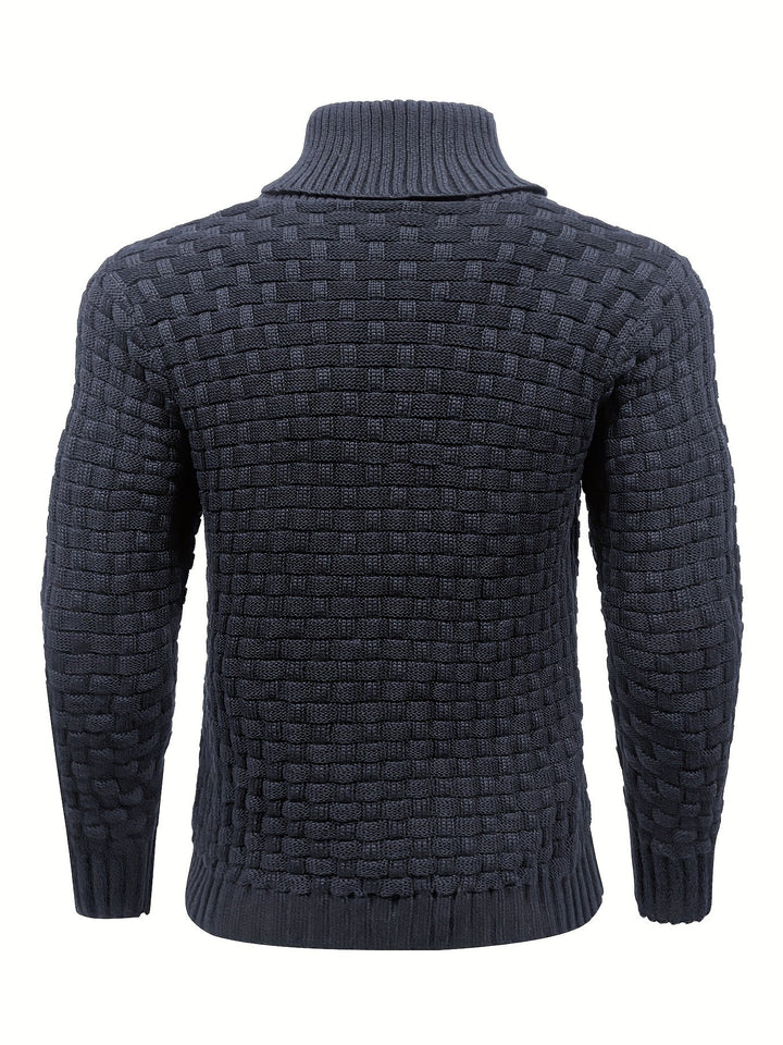 Herren Strickpullover mit Waffelstruktur, Schalkragen & optimaler Passform für den Winter.