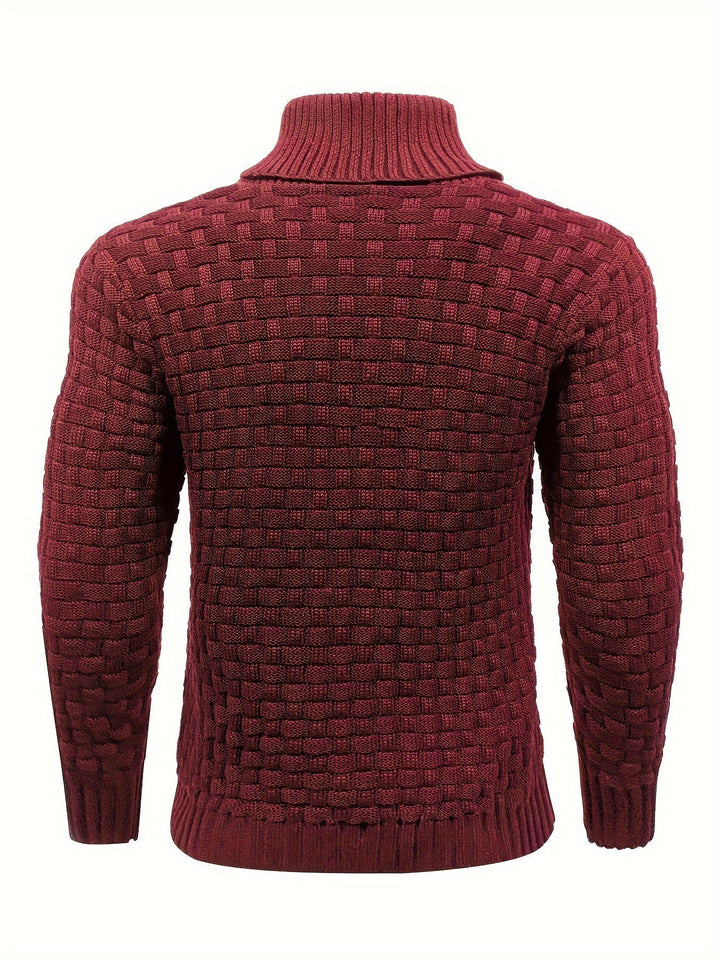 Herrenmode: Pullover mit Waffelstruktur, Schalkragen, Strick – elegant für jede Gelegenheit.