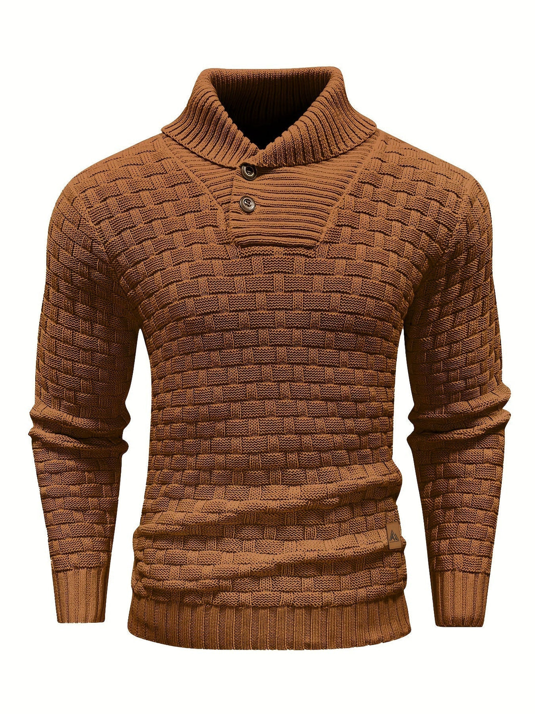 Lässiger Herren Strickpullover mit Waffelstruktur & Schalkragen – für den urbanen Stil.