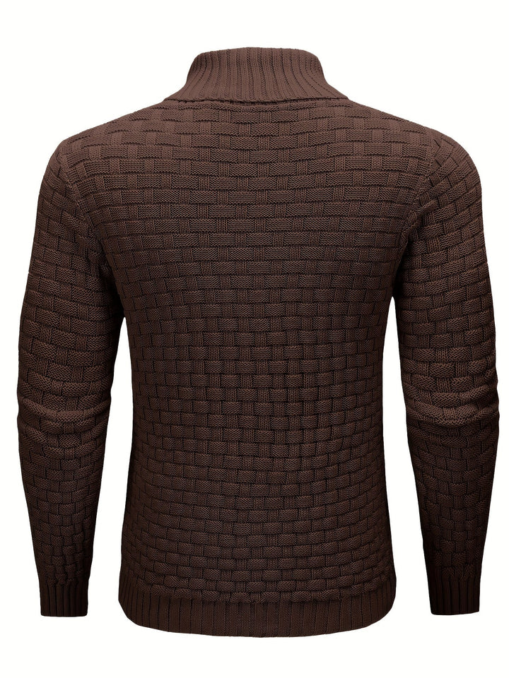 Stilvoller Herren Pullover mit Waffelstruktur, Schalkragen – ein Statement-Piece für Winter.