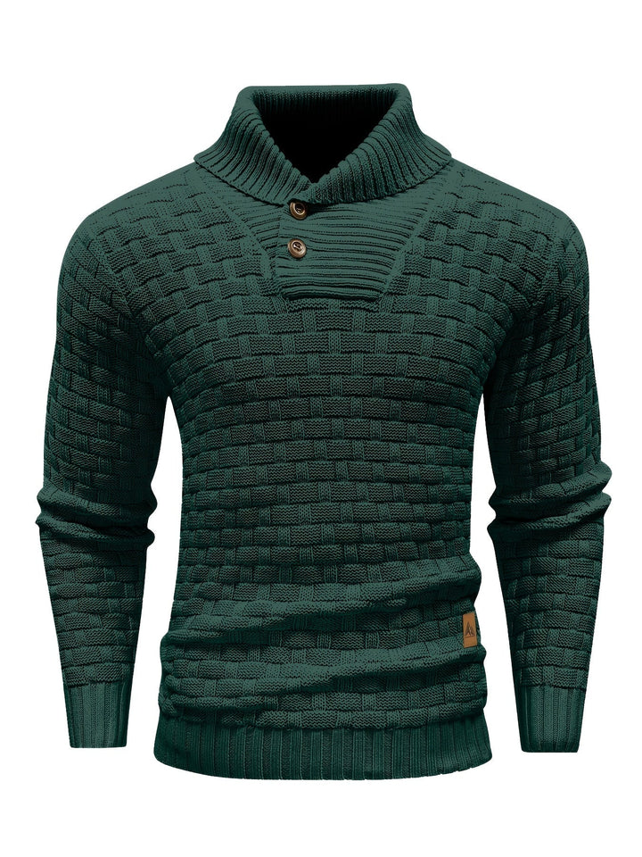 Komfortabler Herren Winterpullover mit einzigartiger Waffelstruktur & Schalkragen.