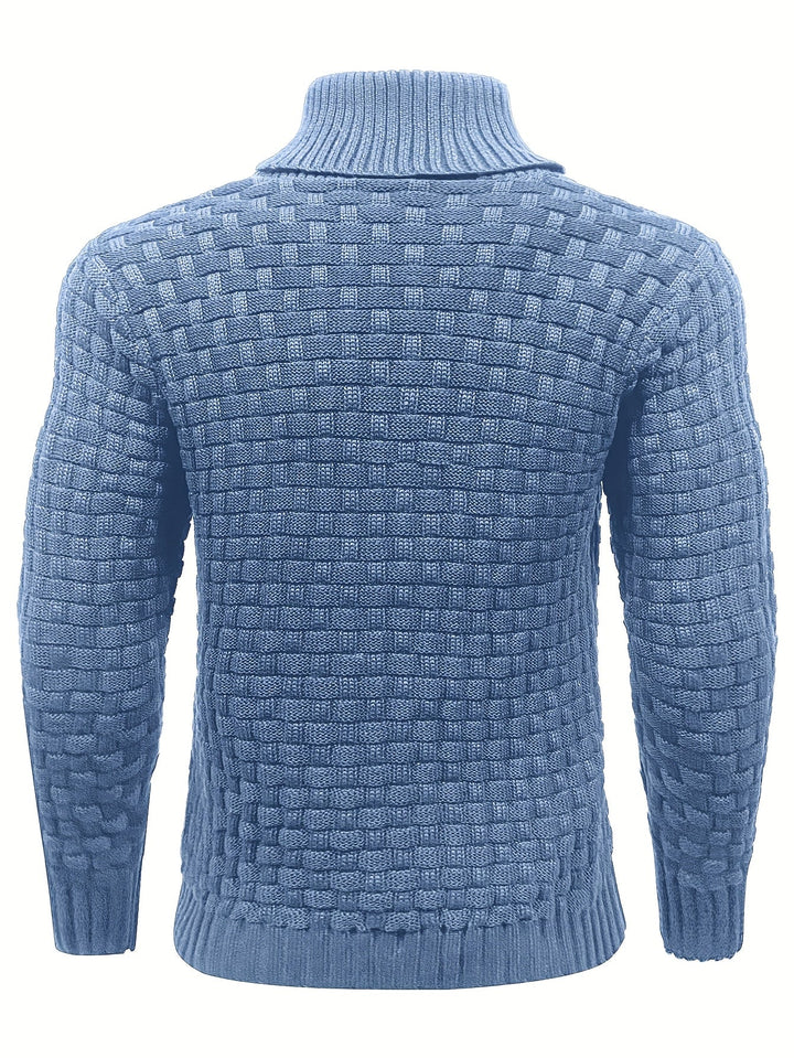 Herren Oberteil mit Waffelstruktur, Schalkragen – bequem, warm & modebewusst.