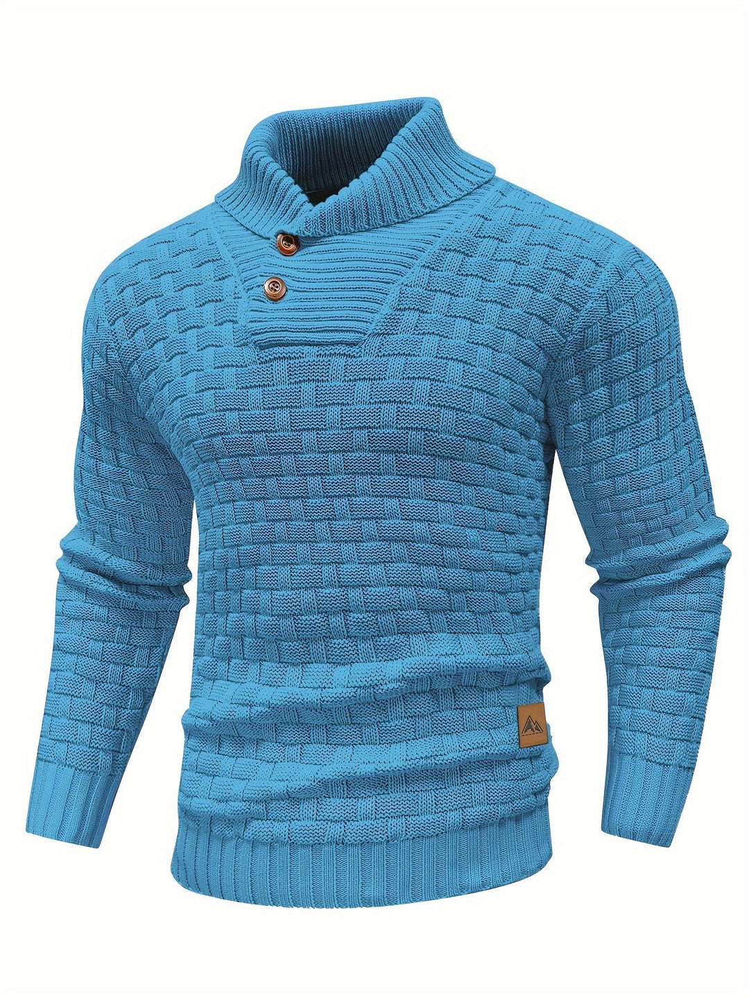 Eleganter Herren Pullover: Waffelstruktur, Schalkragen, Winterstrick – für anspruchsvolle Männer.