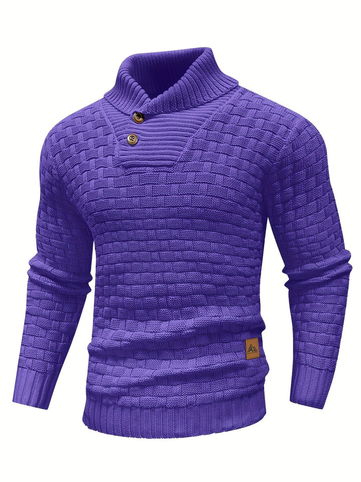 Lässiger Herren Pullover mit Waffelstruktur & Schalkragen, vielseitig für Freizeit & Business Casual.