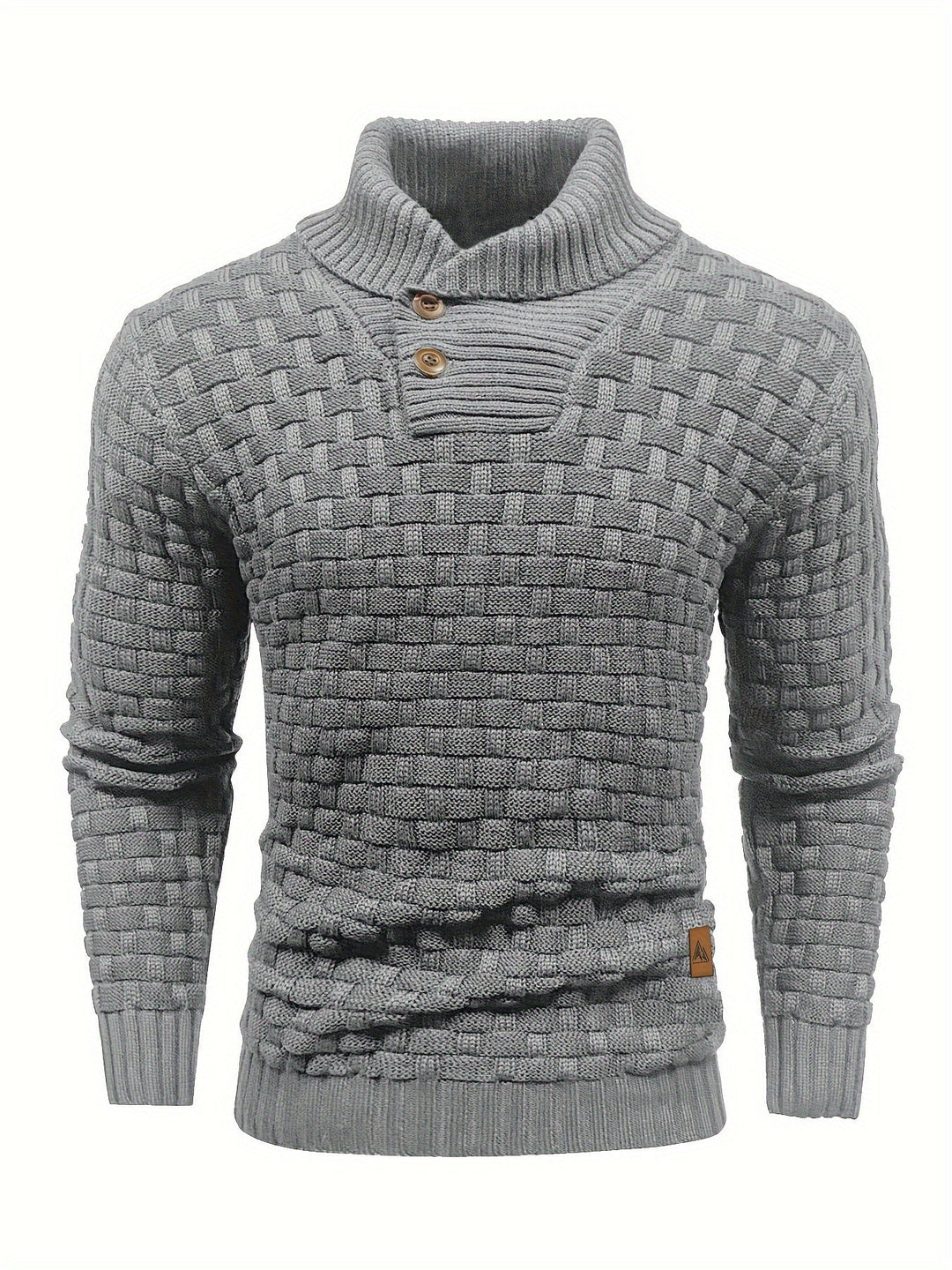 Moderner Herren Pullover mit Waffelstruktur, Schalkragen & weichem Strickgewebe.