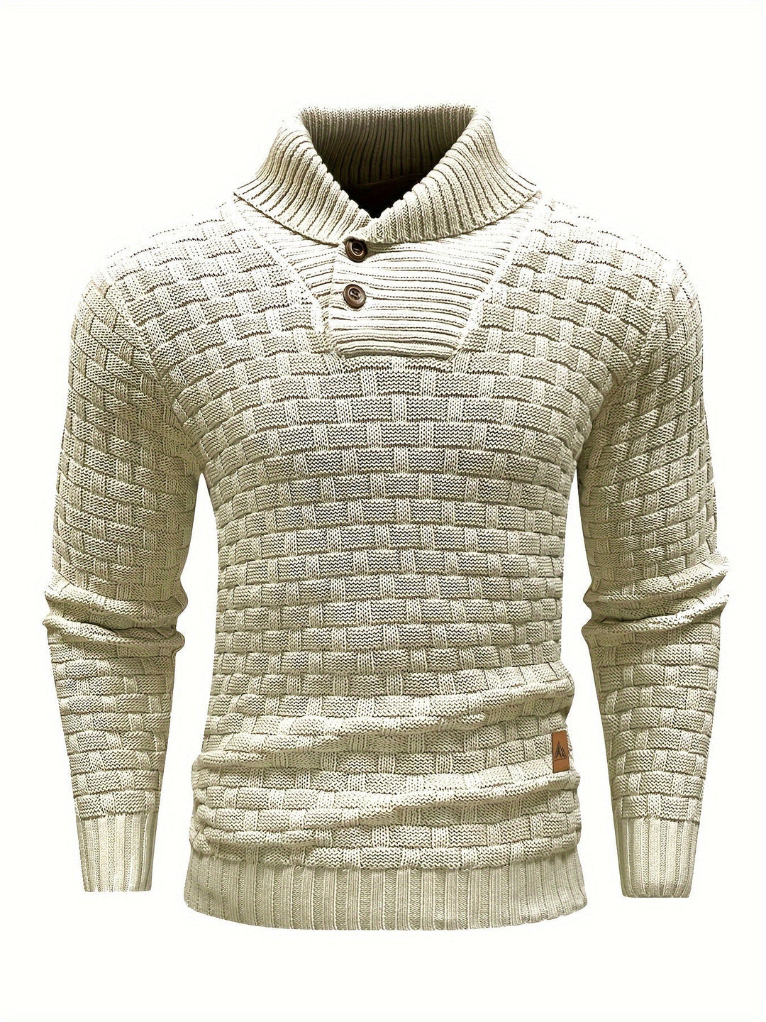 Eleganter Herren Strickpullover mit Schalkragen, Waffelstruktur – perfekt für kalte Tage.