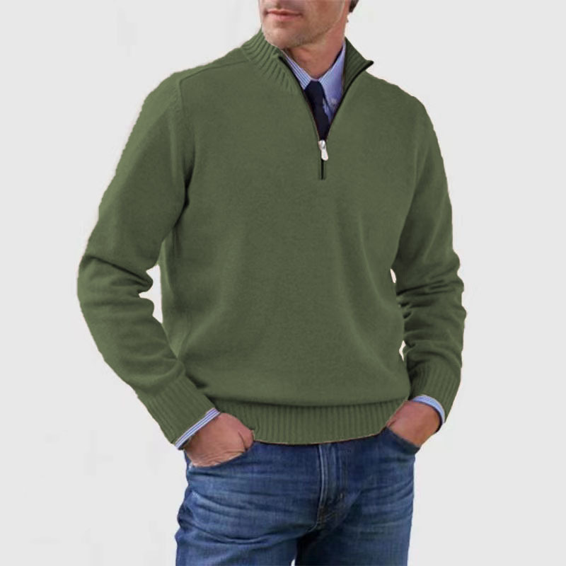 Herren Pullover mit Halbreißverschluss, ideal zum Kombinieren über Hemden. Stilvoller Freizeitlook.