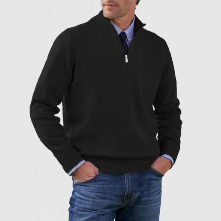 Eleganter Herren Pullover mit Halbreißverschluss für Business Casual Outfits. Stilvoll & modern.
