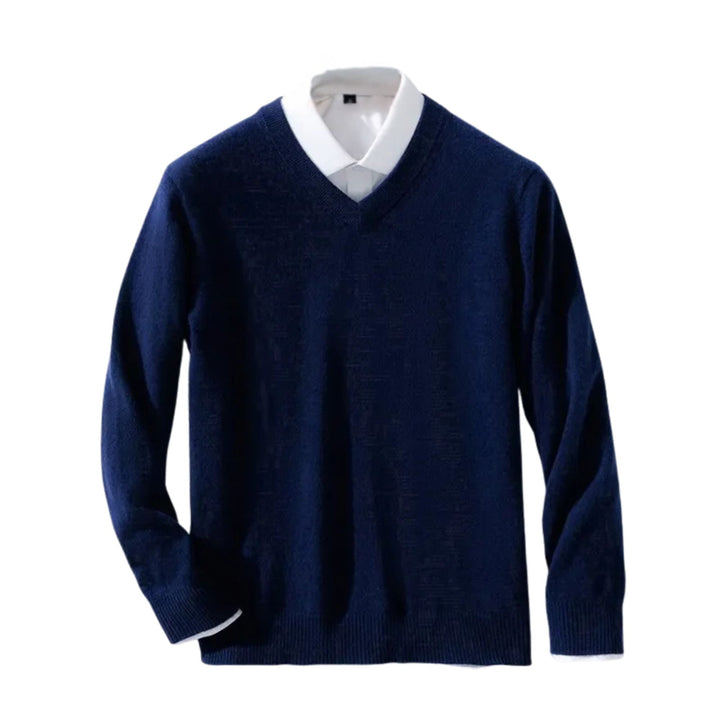 Leichter Herren V-Ausschnitt Pullover für Eleganz & Komfort. Vielseitig für Business Casual und Freizeit.