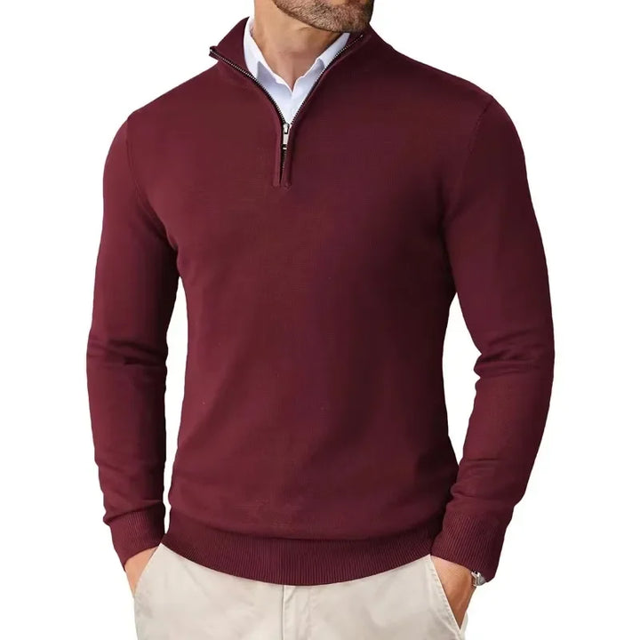Vielseitiger Herren Langarm Quarter-Zip Pullover. Ideal für Business Casual, Alltag und elegante Freizeit-Anlässe.