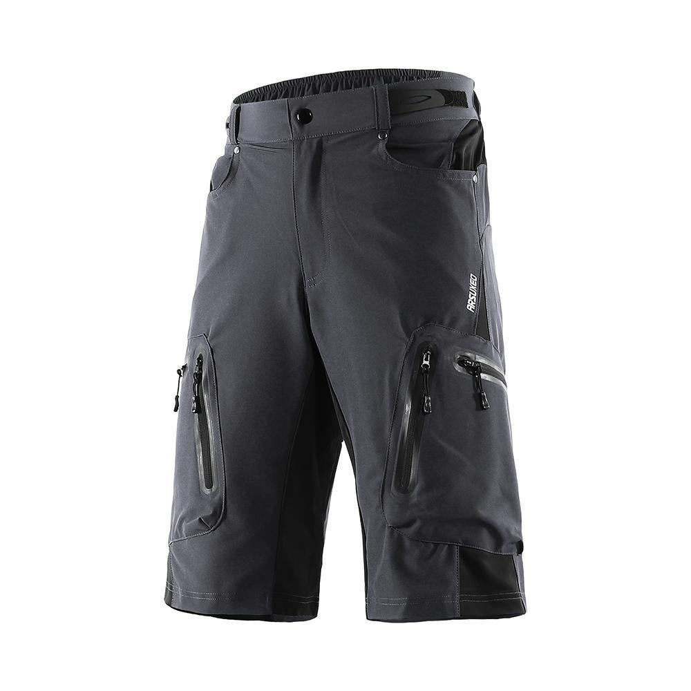 "Herren Radhose, atmungsaktiv, Dunkelblau, elastischer Bund, Reißverschlusstaschen, ideal für Outdoor-Radfahren."