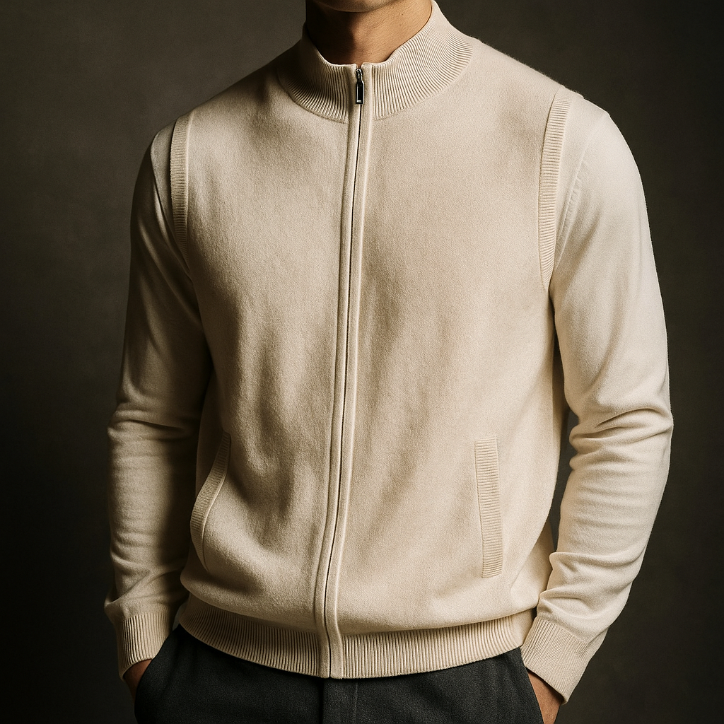 Vielseitige Herrenweste mit Reißverschluss, geeignet für Frühling & Herbst. Komfortable Taschenweste für Layering.