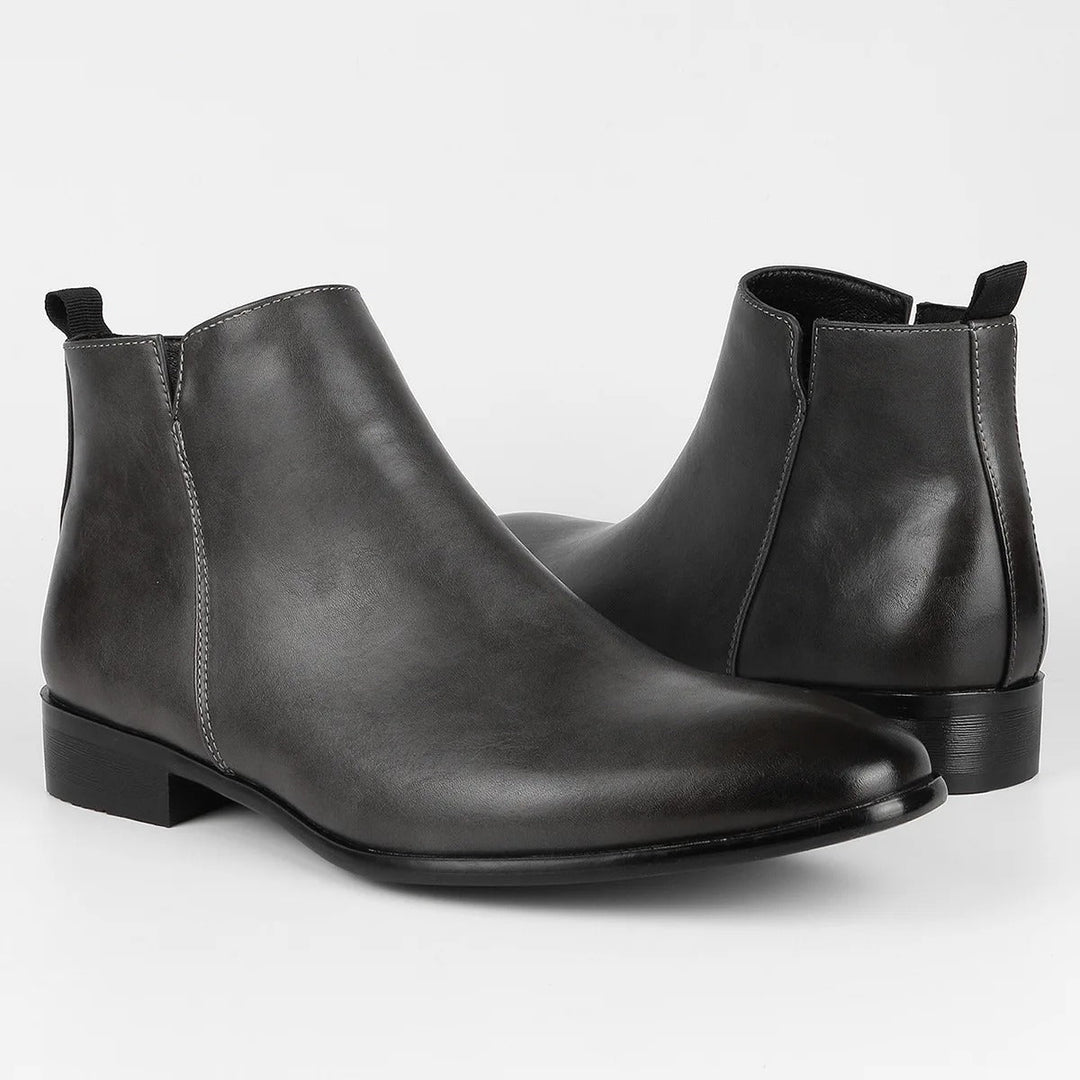 "Herren Retro-Lederstiefel mit Vintage-Design, hochwertigem Leder, Reißverschluss und robuster Sohle in Braun"