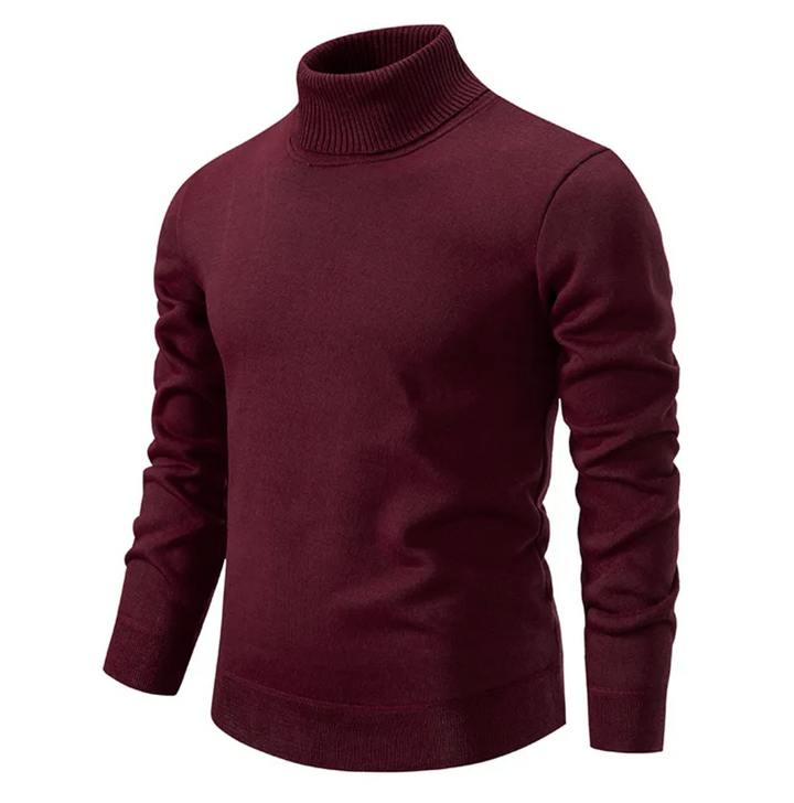 Klassischer Herren Strick-Rollkragenpullover in dunkler Farbe, warm & vielseitig für jede Garderobe.