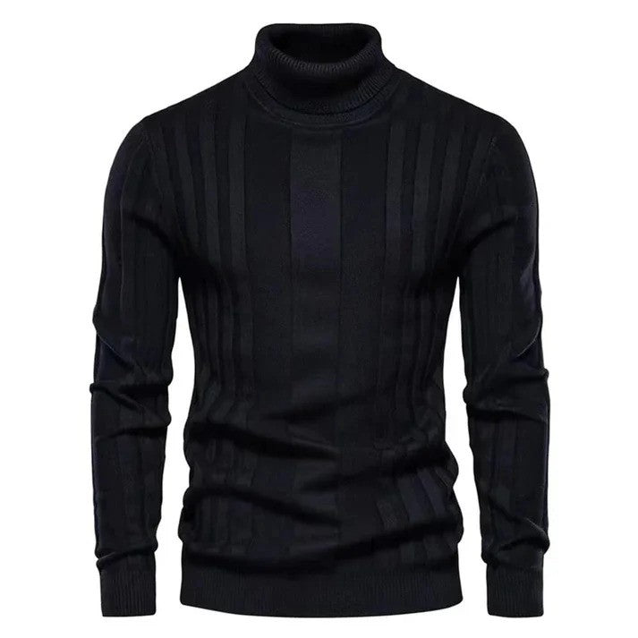 Stilvoller Herren Rollkragenpullover aus Strick, Langarm, perfekt für Business Casual oder Freizeit im Herbst & Winter.