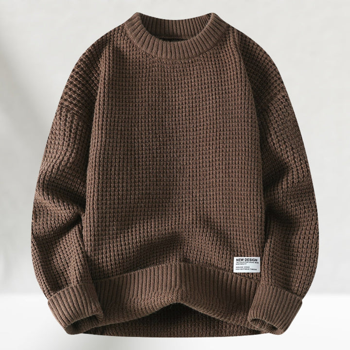 Langlebiger Herren Winterpullover mit Rundhals-Ausschnitt, aus warmem Waffelstrick für stilvolle Herrenmode.