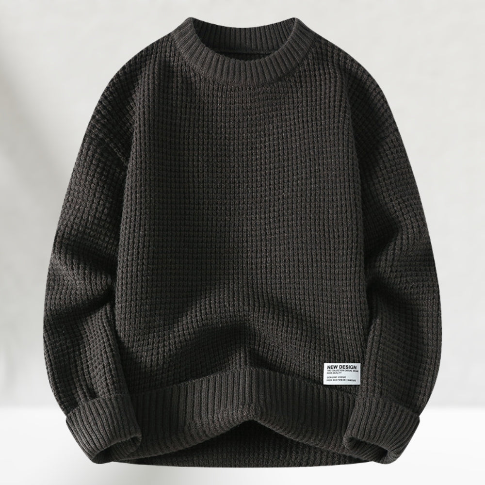 Modischer Herren Strickpullover, Rundhals-Design, warm & bequem für Herbst, Winter & Freizeit. Waffelstrick.