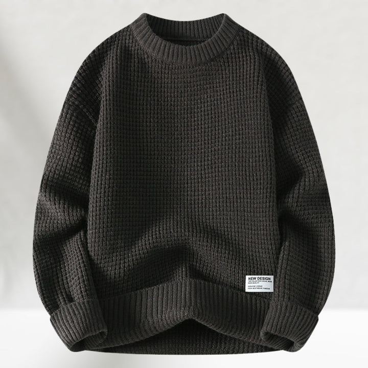 Modischer Herren Strickpullover, Rundhals-Design, warm & bequem für Herbst, Winter & Freizeit. Waffelstrick.