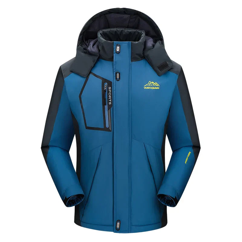 Herren Skijacke mit Kapuze, wasserdicht und atmungsaktiv für Wintersport. Optimale Ski Bekleidung und Outdoorjacke.