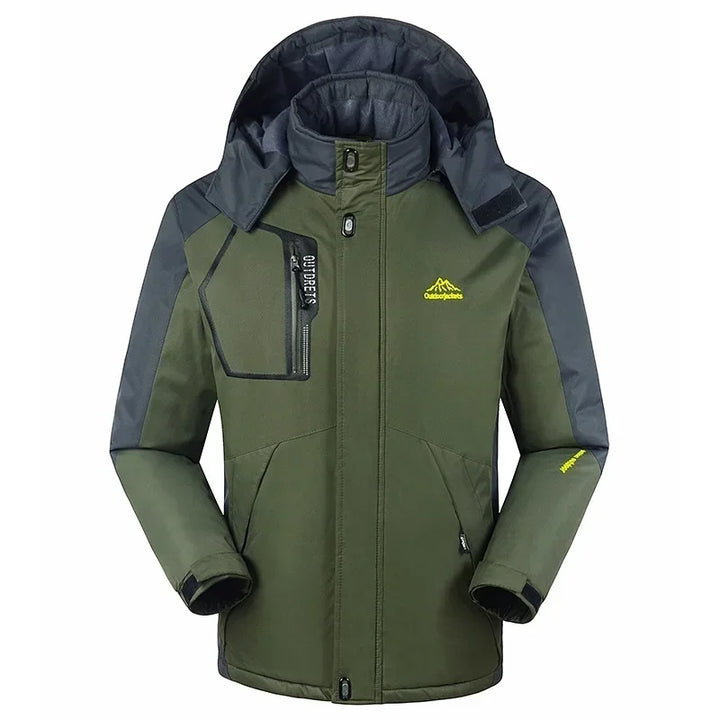 Moderne Herren Sportjacke mit Kapuze, für Wintersport & Outdoor. Bietet Wärme und Stil für kalte Tage im Schnee.
