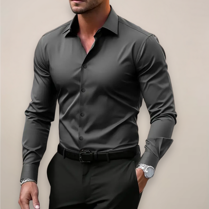 Herren Slim Fit Hemd für Frühjahr & Business, elegantes Langarmhemd mit Knöpfen.