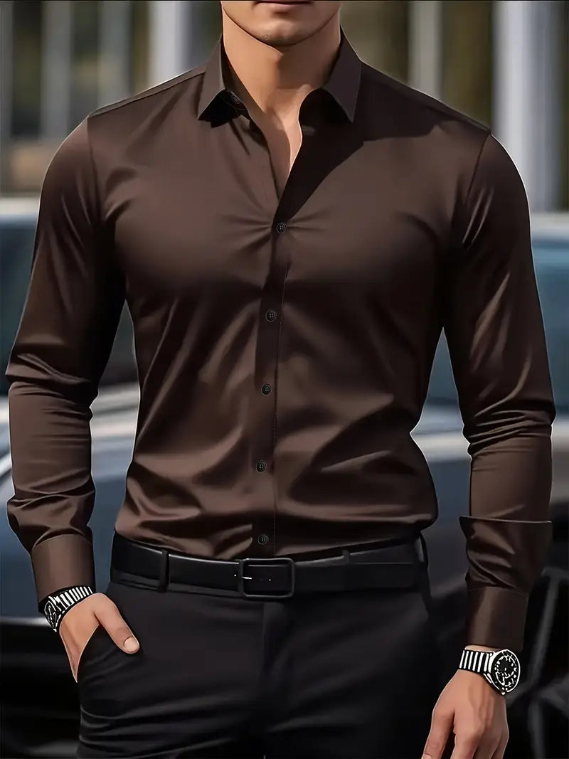 Slim Fit Langarmhemd Herren, stilvolle Freizeitmode