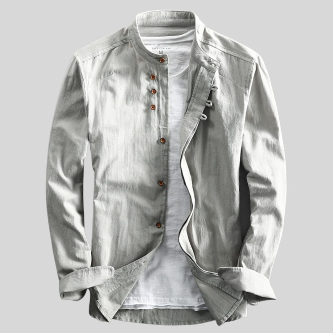 Herren Slim Fit Langarmhemd in Grau, elegant für Business & Freizeit. Modernes Spread-Kragen Design.