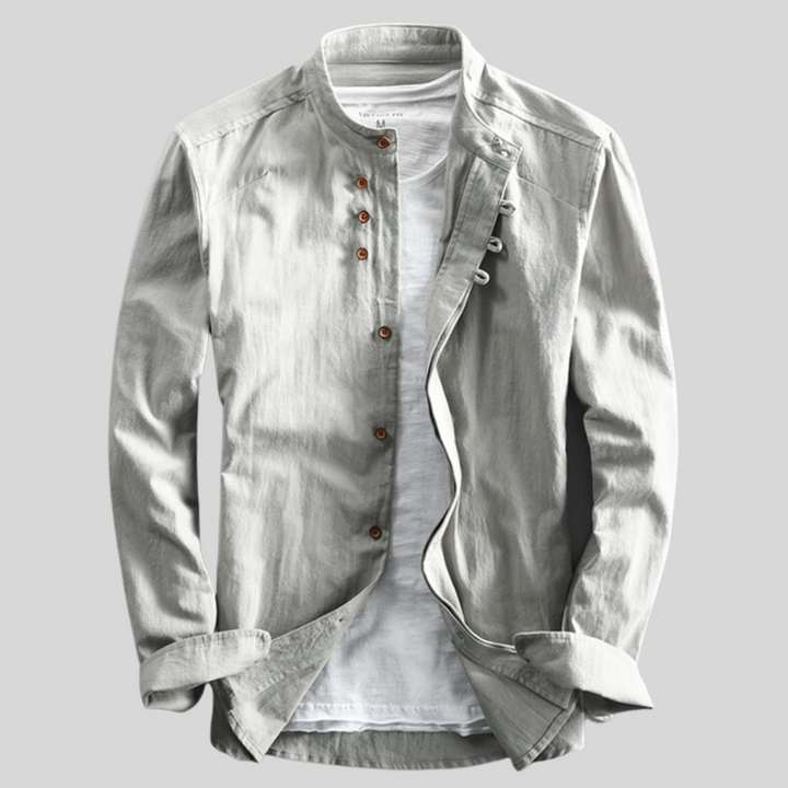 Herren Slim Fit Langarmhemd in Grau, elegant für Business & Freizeit. Modernes Spread-Kragen Design.