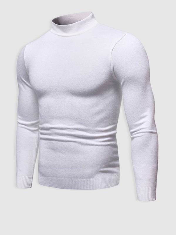Eleganter Herren Slim Fit Pullover mit Rollkragen in Khaki. Ideal für die Übergangszeit und Freizeit.