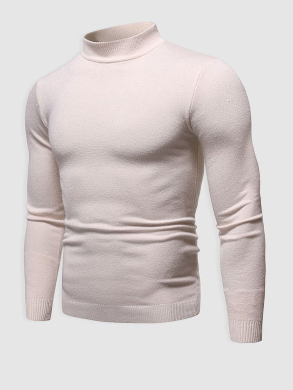 Herrenmode Langarmpullover in Rot mit Rollkragen. Slim Fit Design für einen modernen, eleganten Look.