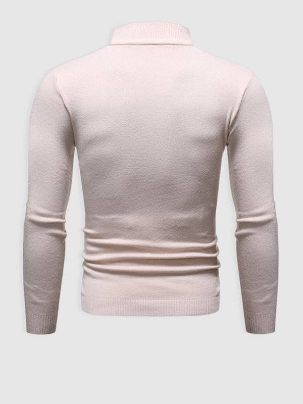 Hochwertiger Herren Pullover Slim Fit mit Rollkragen. Unifarbener Langarm für Frühling und Business Casual.