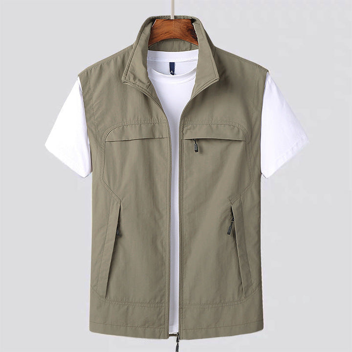 Herren Slim Fit Weste mit Reißverschluss, perfekt für Herbst und Winter. Moderne ärmellose Mode.