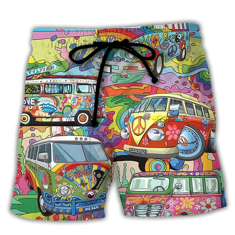 Bequeme Herren Freizeithose, kurze Sommer Badeshorts mit einzigartigen Cartoon-Prints; ideal für Pool & Meer.
