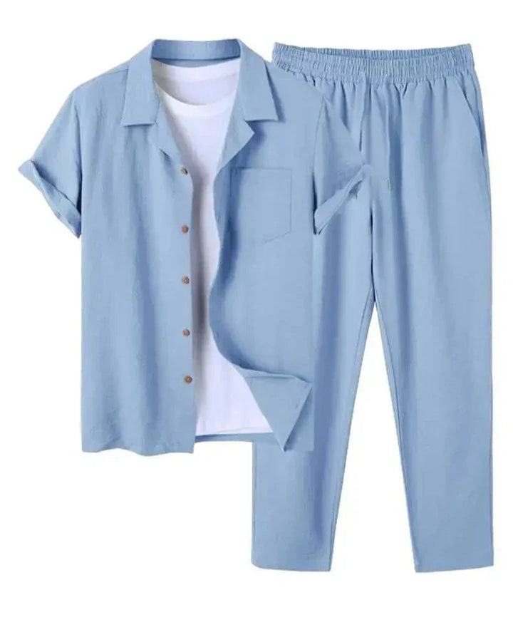 Herren Sommer-Set: Kurzarmshirt & knielange Freizeithose. Ideal für Strand, Urlaub oder entspannte Sommertage.