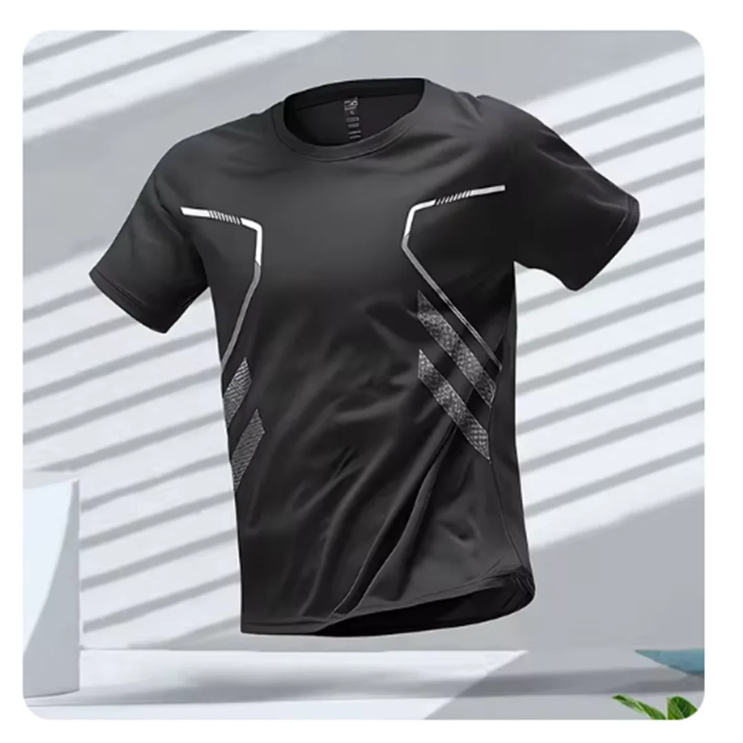 Feuchtigkeitsableitendes Stretch Sportshirt für Herren, schnelltrocknend, perfekt für Fitness & intensives Training.