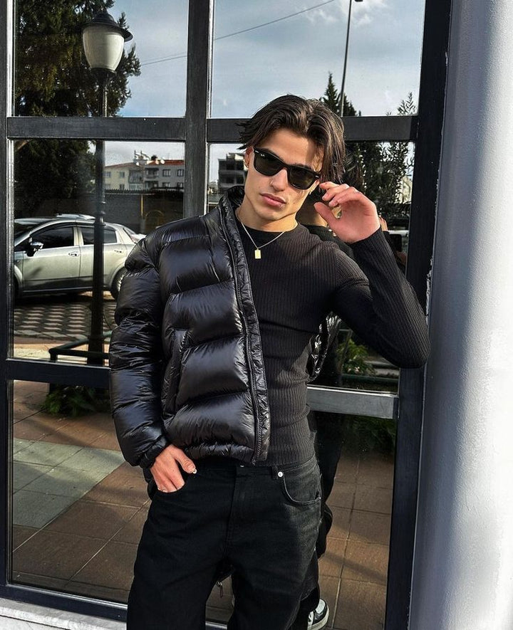 Herren Stepp-Puffer Mantel schützt vor Kälte, ideal als Outdoorjacke und Freizeitjacke im Winter.