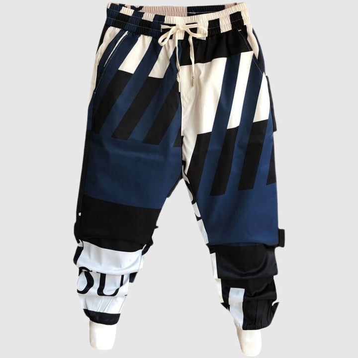 Trendige Herren Graffiti Hose im Urban Style, perfekt für Freizeit & Streetwear Looks, mit Gummibund.