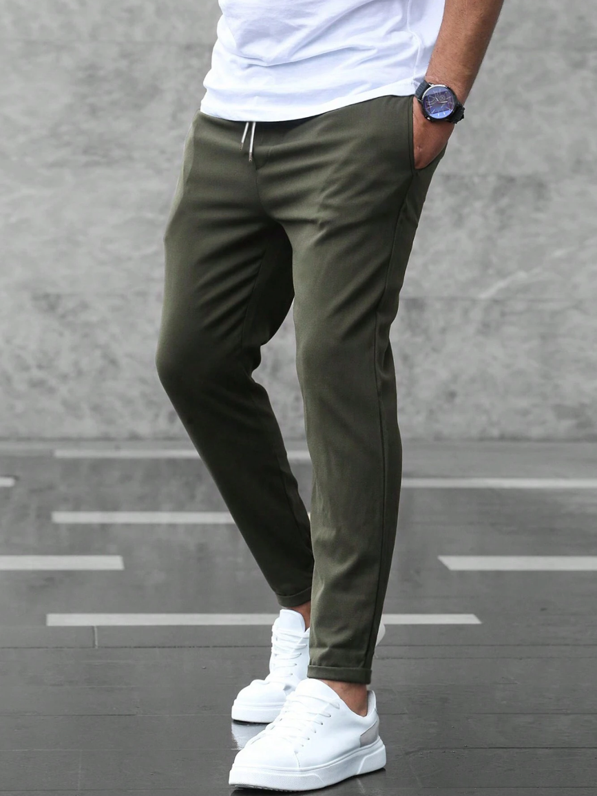 Herren Stretch-Chino in Anthrazit, schmale Passform, elegante Business-Hose, ganzjährig
