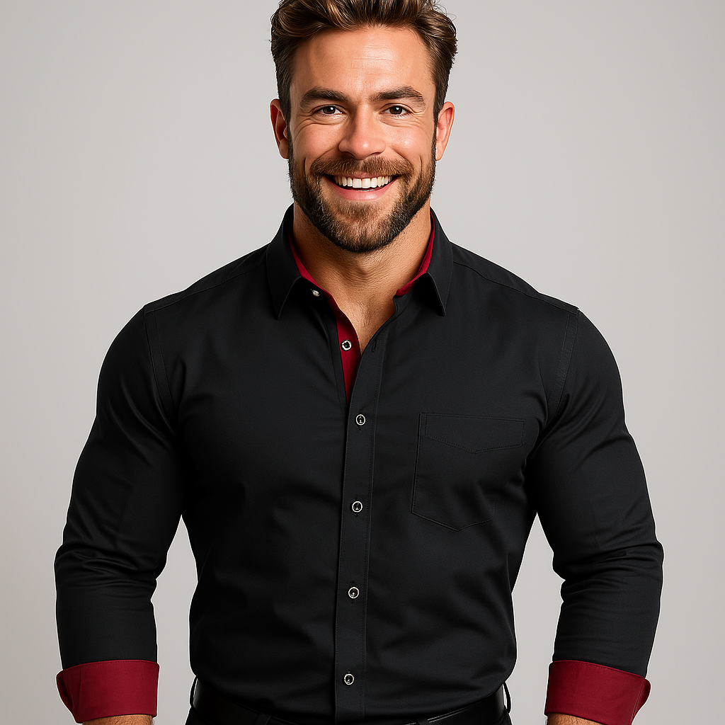 Herren Stretchhemd Stehkragen, knitterfrei. Modern & elegant für Business & Freizeit. Langarm Komforthemd.