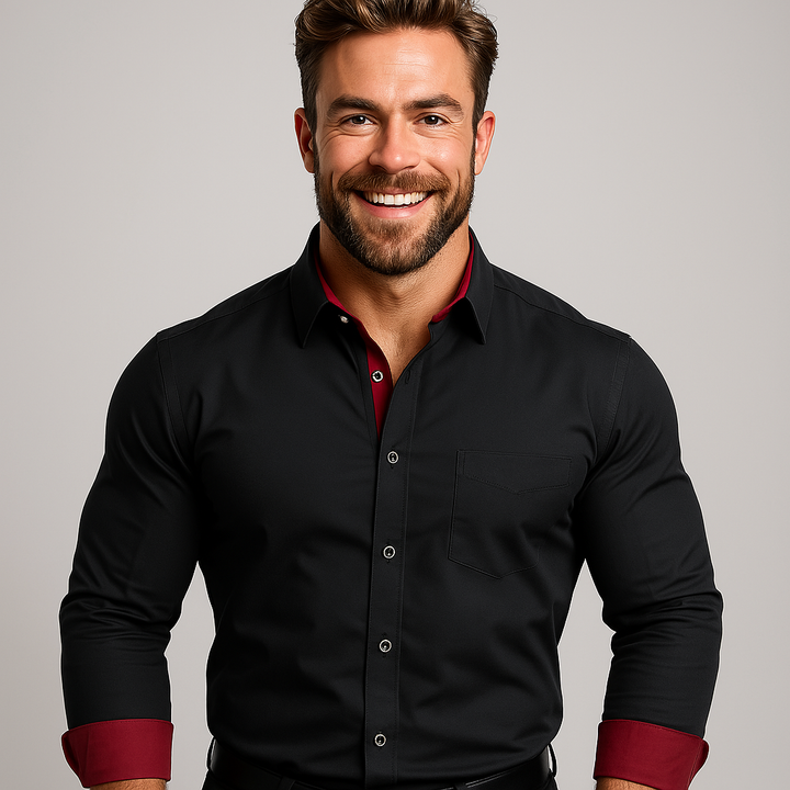 Herren Stretchhemd Stehkragen, knitterfrei. Modern & elegant für Business & Freizeit. Langarm Komforthemd.