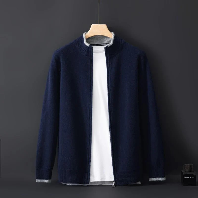 Klassischer Herren Zip-Cardigan, stilvolles Oberteil, ideal für elegante Freizeitlooks.