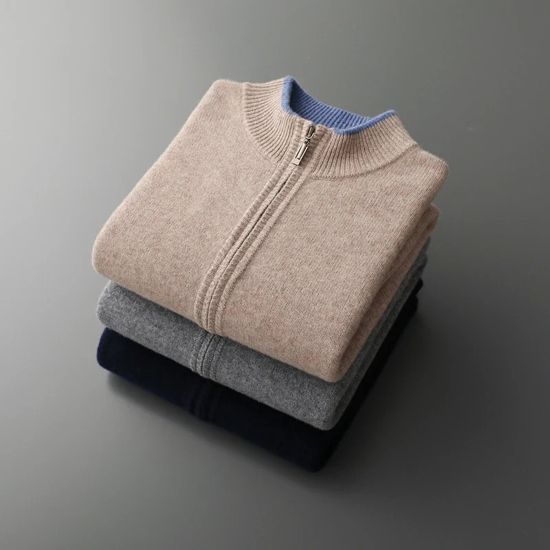 Elegante Herren Strickjacke mit Reißverschluss, perfekt als vielseitiges Freizeit-Oberteil.