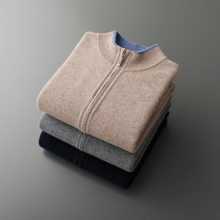 Elegante Herren Strickjacke mit Reißverschluss, perfekt als vielseitiges Freizeit-Oberteil.