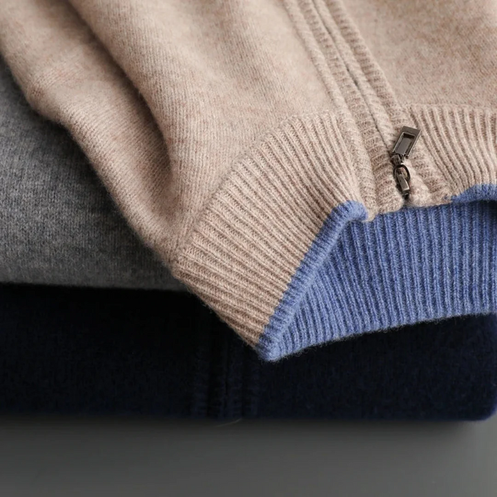 Warmer Herren Cardigan mit Reißverschluss, bequeme Strickjacke für Herbstmode.